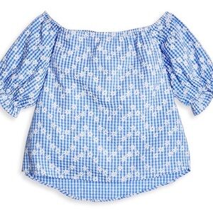 Aqua Blue and White Gingham Kids Top